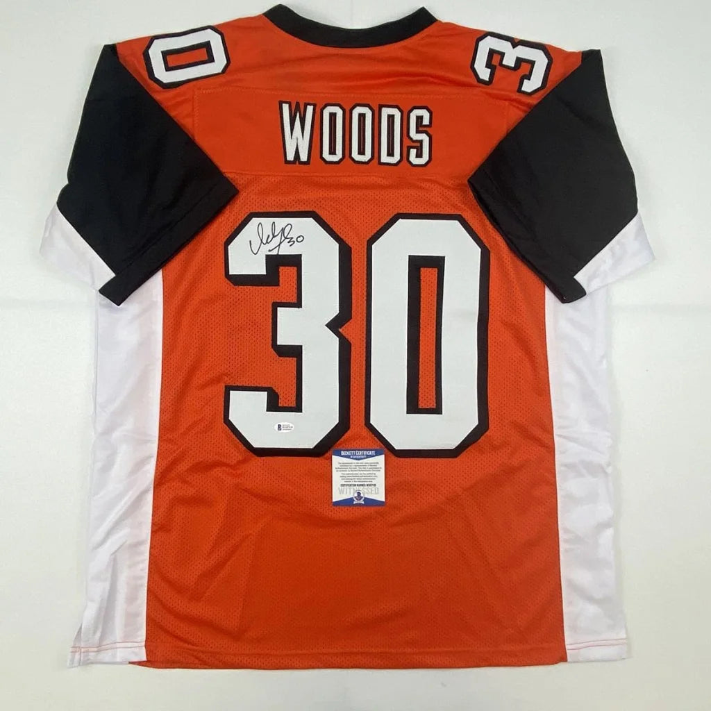Orange black white custom jersey with number 30 and autograph from a professional sports league