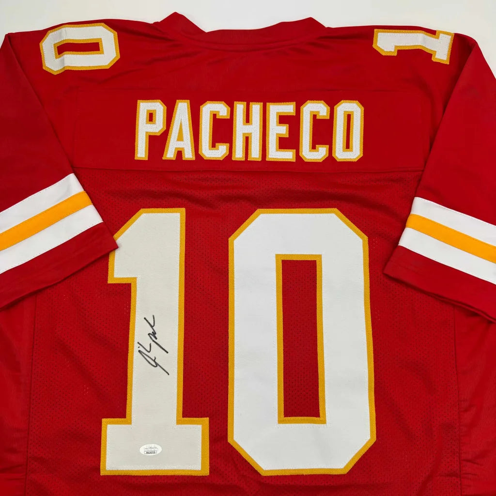 Autographed Isiah Pacheco Kansas City Red Football Jersey JSA COA | Certified Authentic Signed Memorabilia | vintageantiquesgifts.com