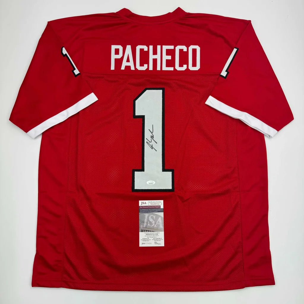 Autographed Isiah Pacheco Rutgers Red College Football Jersey JSA COA | Hall of Fame Sports Memorabilia | vintageantiquesgifts.com