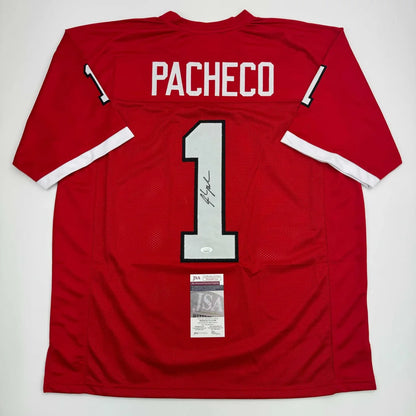 Autographed Isiah Pacheco Rutgers Red College Football Jersey JSA COA | Hall of Fame Sports Memorabilia | vintageantiquesgifts.com