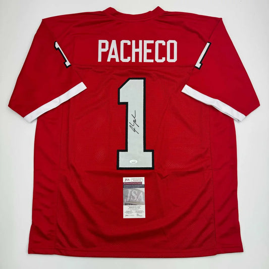 Autographed Isiah Pacheco Rutgers Red College Football Jersey JSA COA | Hall of Fame Sports Memorabilia | vintageantiquesgifts.com