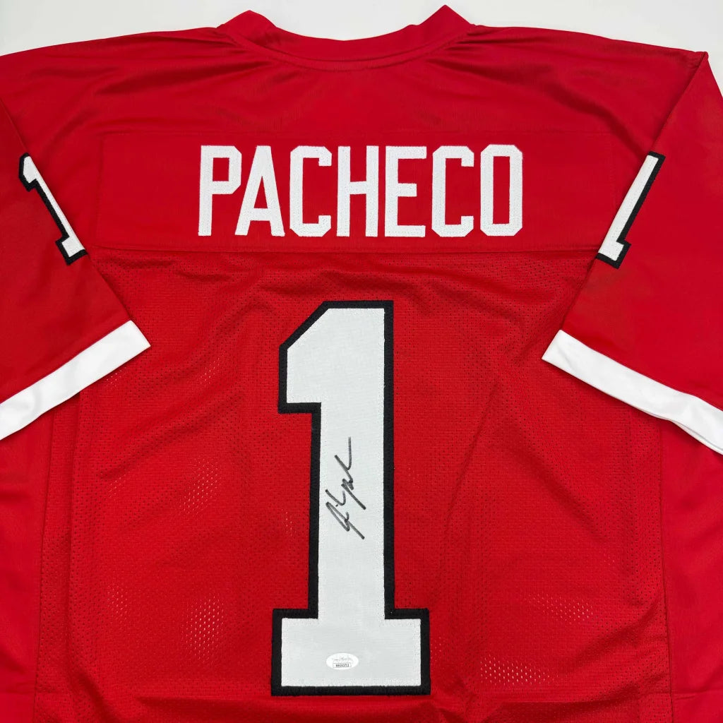 Autographed Isiah Pacheco Rutgers Red College Football Jersey JSA COA | Certified Authentic Signed Memorabilia | vintageantiquesgifts.com