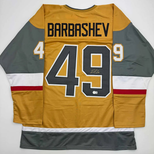 Gold and gray custom hockey jersey with number 49 from Professional Sports League