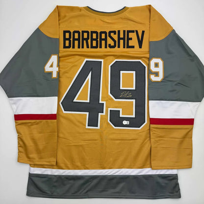Autographed Ivan Barbashev gold custom jersey, NHL professional sports league