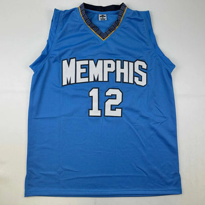 Autographed Ja Morant custom Memphis light blue basketball jersey with number 12