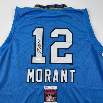 Autographed Ja Morant Memphis light blue custom jersey with number 12