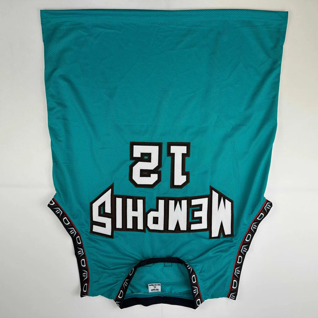 Morant Memphis Teal basketball jersey with black and white lettering and JSA COA