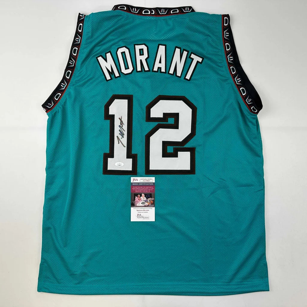 Morant Memphis Teal signed jersey with JSA COA authentic badge
