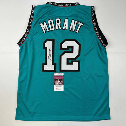 Morant Memphis Teal signed jersey with JSA COA authentic badge