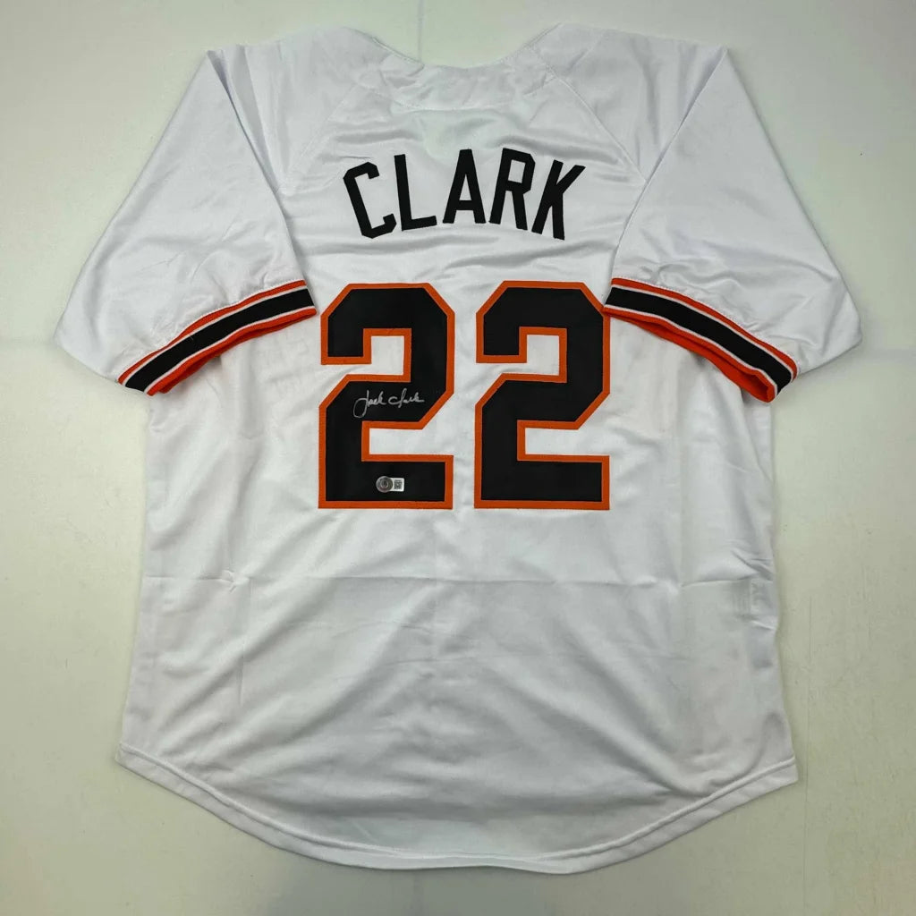 White custom jersey with CLARK 22 autograph, perfect for sports league fans