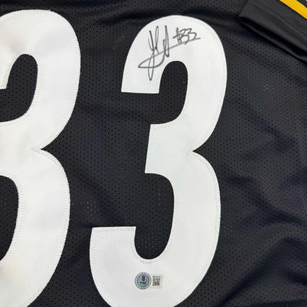 Autographed/Signed Jack Sawyer Pittsburgh Black Football Jersey Beckett BAS COA