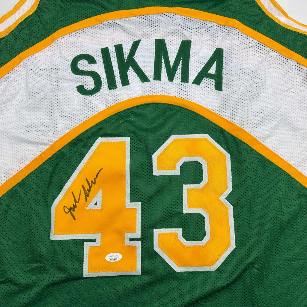 Autographed Jack Sikma Seattle Green Basketball Jersey JSA COA | Certified Authentic Signed Memorabilia | vintageantiquesgifts.com