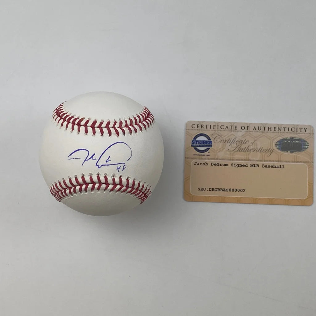 Autographed Jacob DeGrom Rawlings official MLB baseball with red stitching