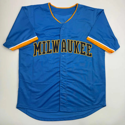 Autographed Jacob Misiorowski Milwaukee blue custom jersey JSA COA