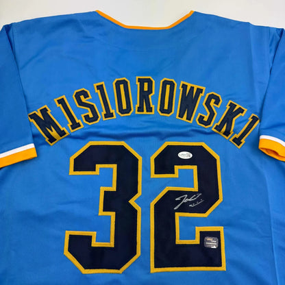 Autographed Jacob Misiorowski custom jersey back, Milwaukee Brewers, JSA COA