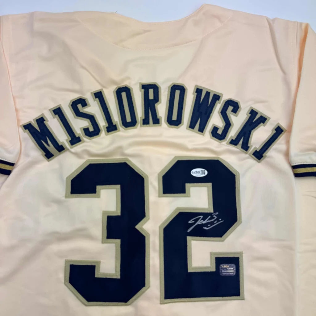 Autographed Jacob Misiorowski Milwaukee Cream Baseball Jersey JSA COA | Certified Authentic Signed Memorabilia | vintageantiquesgifts.com