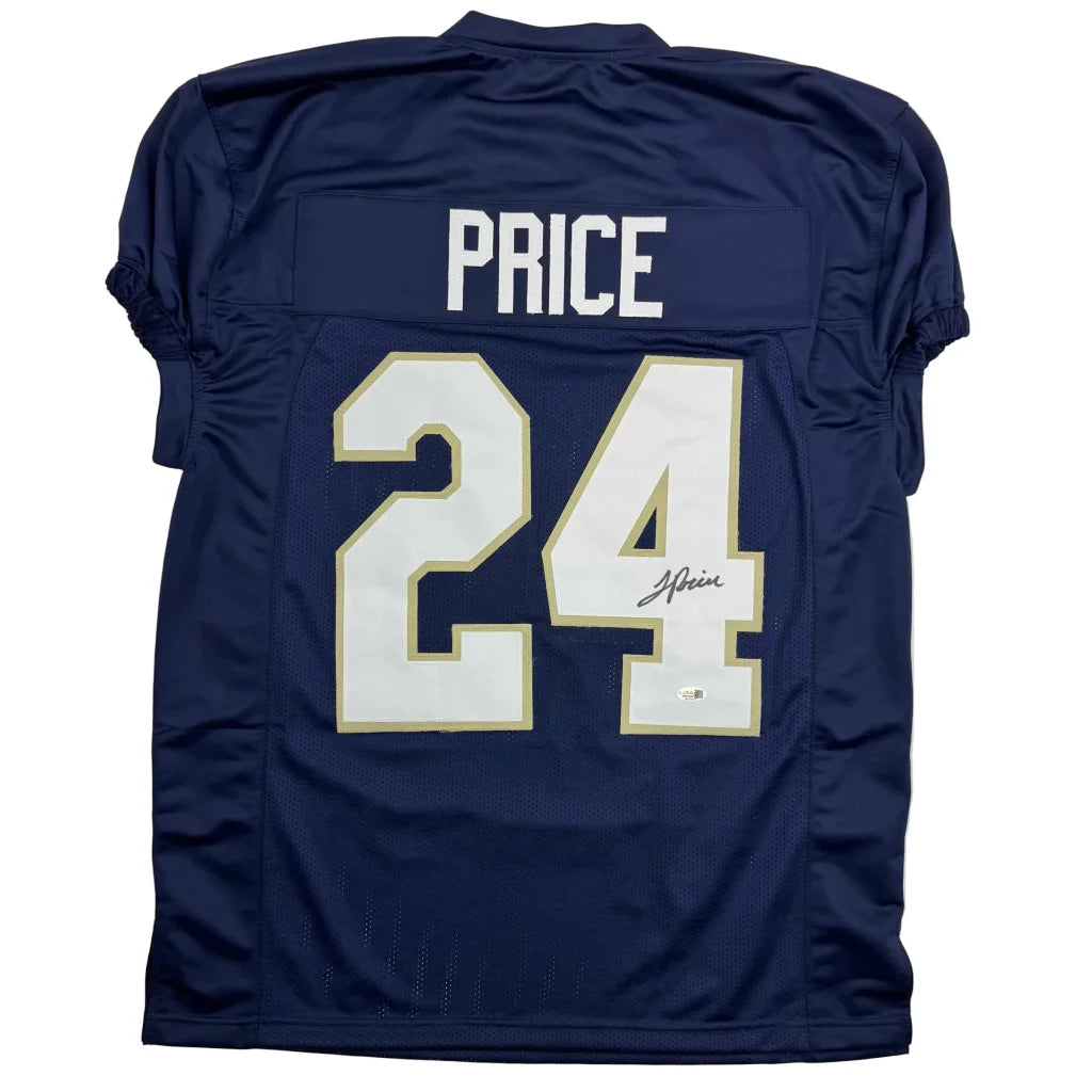 Autographed JaDarian Price Notre Dame Blue College Football Jersey JSA COA | Hall of Fame Sports Memorabilia | vintageantiquesgifts.com