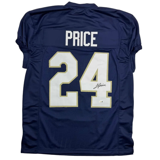 Autographed JaDarian Price Notre Dame Blue College Football Jersey JSA COA | Hall of Fame Sports Memorabilia | vintageantiquesgifts.com