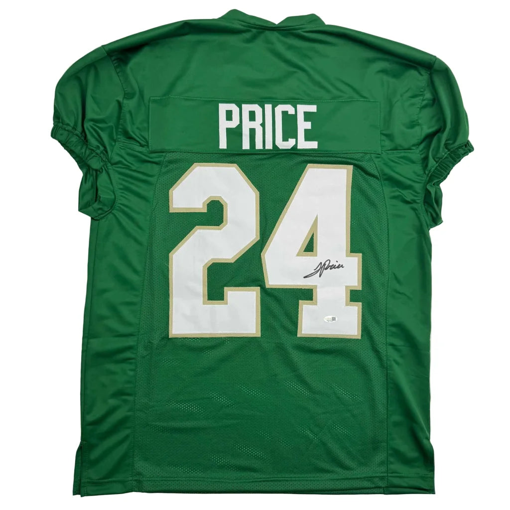 Autographed JaDarian Price Notre Dame Green College Football Jersey JSA COA | Hall of Fame Sports Memorabilia | vintageantiquesgifts.com