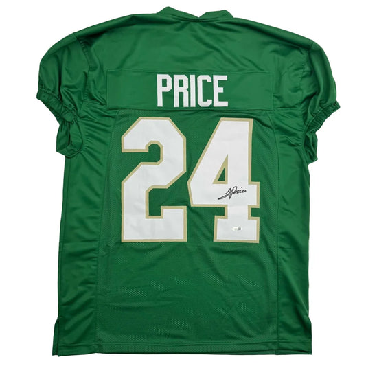 Autographed JaDarian Price Notre Dame Green College Football Jersey JSA COA | Hall of Fame Sports Memorabilia | vintageantiquesgifts.com