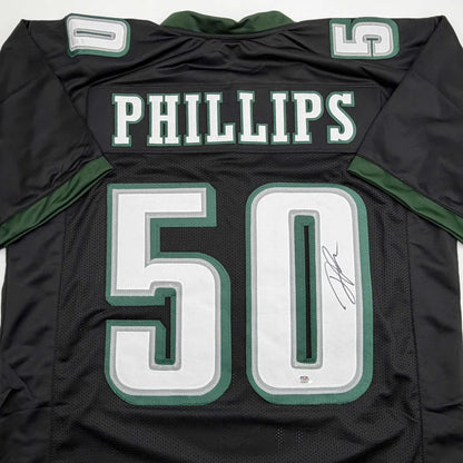 Autographed Jaelan Phillips Philadelphia Black Football Jersey PSA/DNA COA | Certified Authentic Signed Memorabilia | vintageantiquesgifts.com