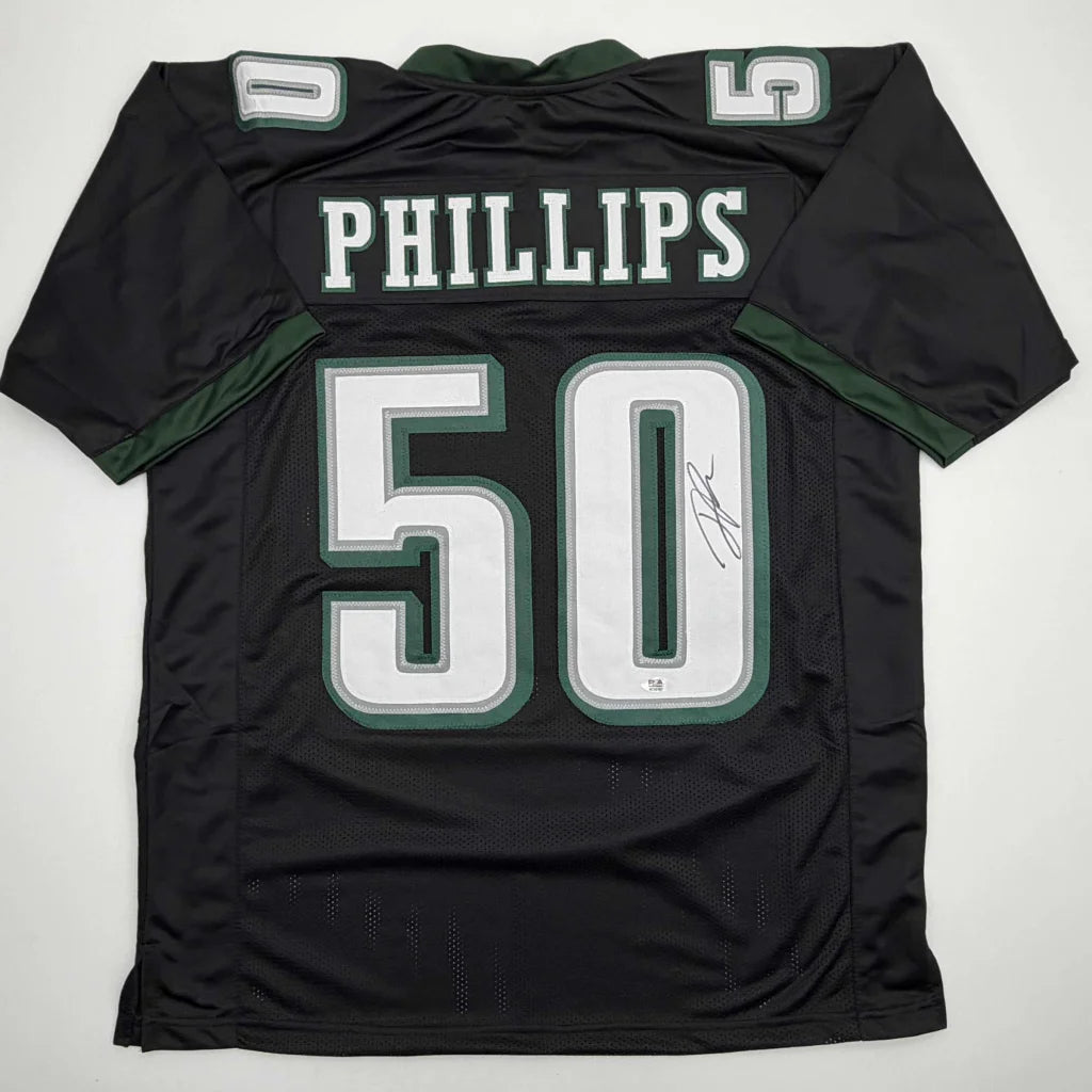 Autographed Jaelan Phillips Philadelphia Black Football Jersey PSA/DNA COA | Hall of Fame Sports Memorabilia | vintageantiquesgifts.com