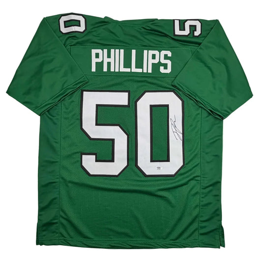 Autographed Jaelan Phillips Philadelphia Kelly Green Football Jersey PSA/DNA COA | Hall of Fame Sports Memorabilia | vintageantiquesgifts.com