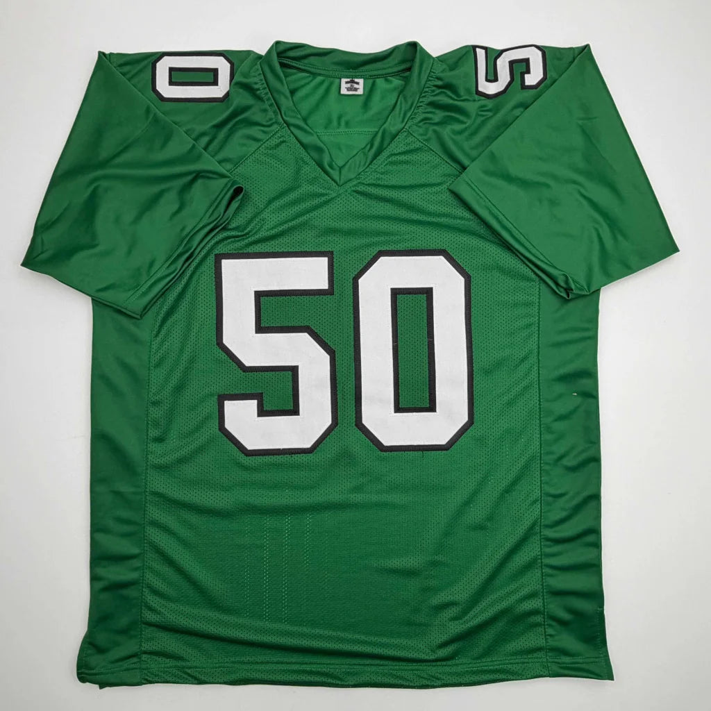 Autographed Jaelan Phillips green custom jersey #50, professional sports league