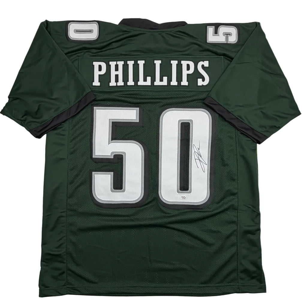 Autographed Jaelan Phillips Philadelphia Midnight Green Football Jersey PSA/DNA COA | Hall of Fame Sports Memorabilia | vintageantiquesgifts.com