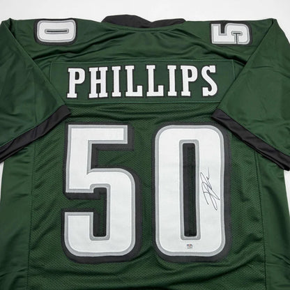 Autographed Jaelan Phillips Philadelphia Midnight Green Football Jersey PSA/DNA COA | Certified Authentic Signed Memorabilia | vintageantiquesgifts.com