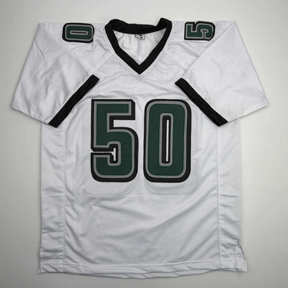 Autographed Jaelan Phillips white custom jersey number 50, Philadelphia pro sports league