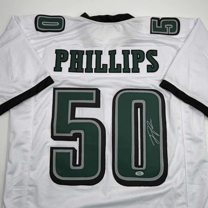 Autographed Jaelan Phillips white custom jersey back, name 50, PSA/DNA COA