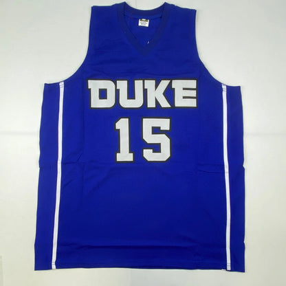 Autographed Jahlil Okafor Duke blue jersey #15 with white stripes, JSA COA