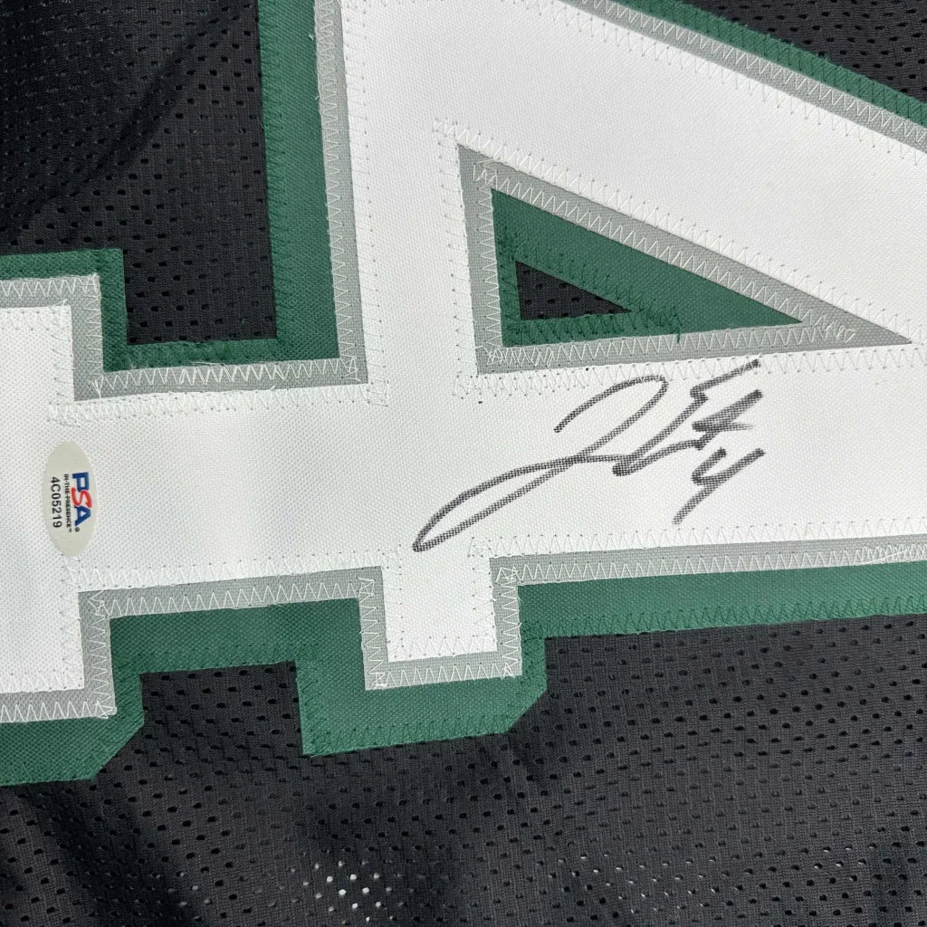 Custom green and white Elliott #4 signed jersey, pro sports collectible