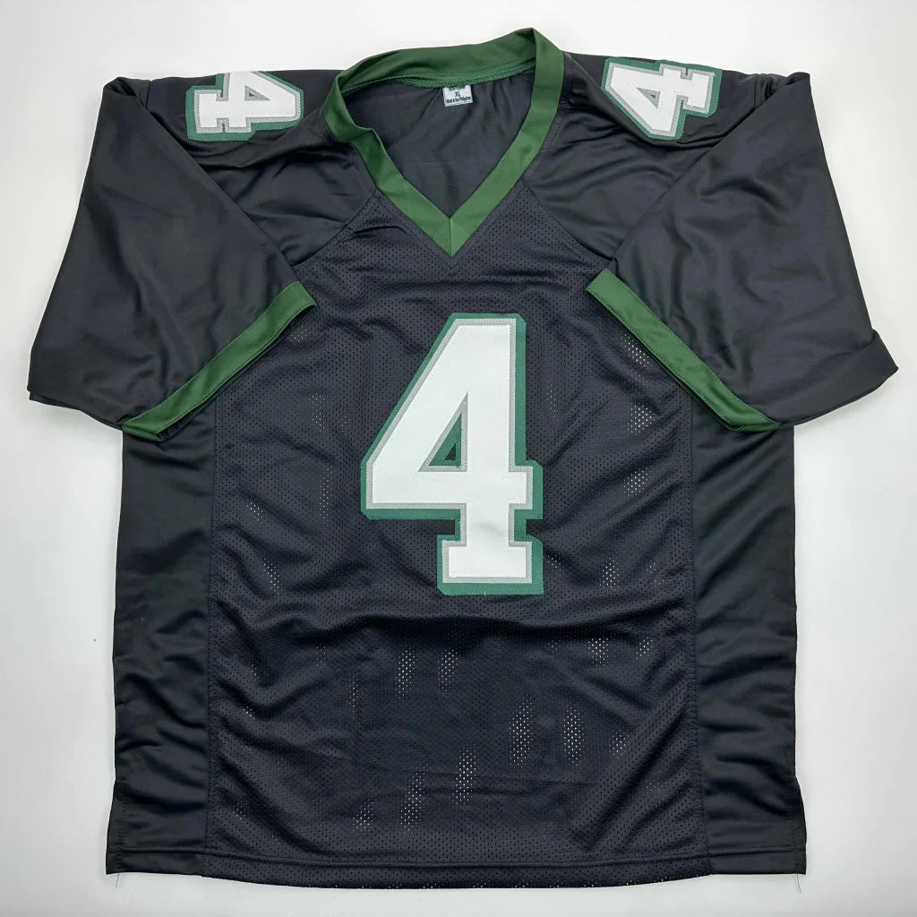 Black and green custom jersey with signed Elliott number 4 for professional sports league