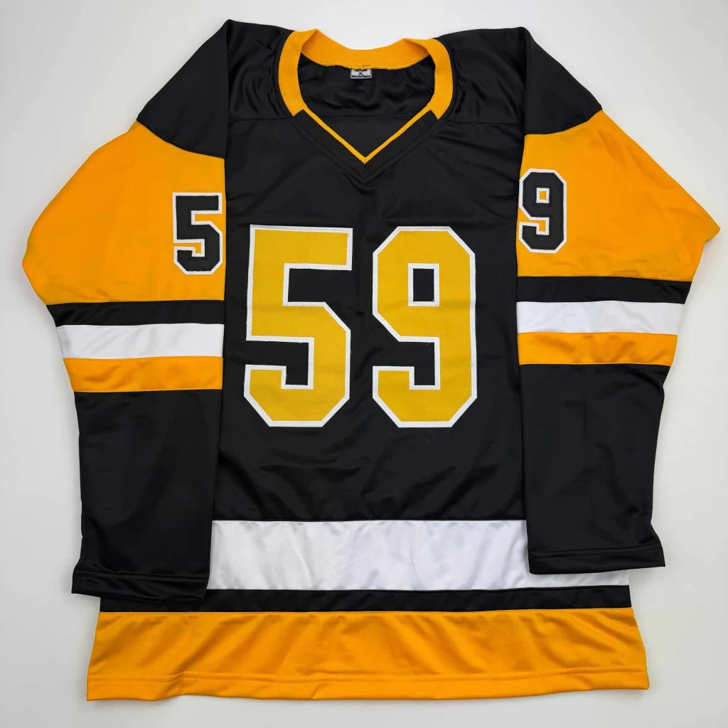 Black and gold custom jersey with number 59 from a professional sports league collectible