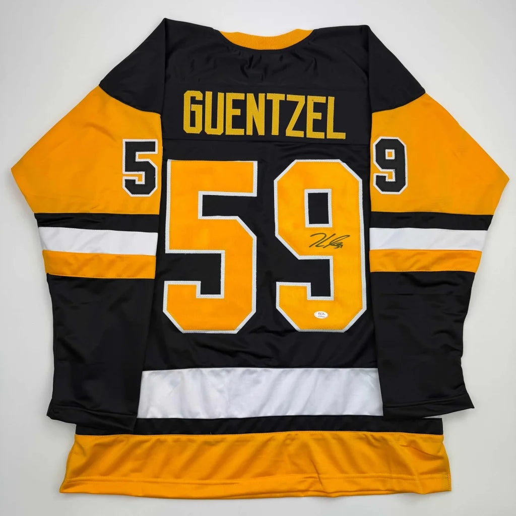 Autographed Jake Guentzel Pittsburgh Black Hockey Jersey PSA/COA | Hall of Fame Sports Memorabilia | vintageantiquesgifts.com