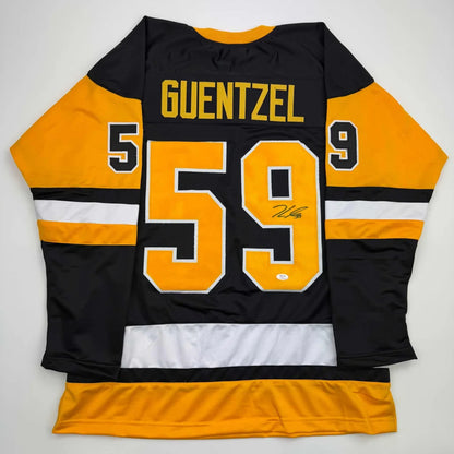 Autographed Jake Guentzel Pittsburgh Black Hockey Jersey PSA/COA | Hall of Fame Sports Memorabilia | vintageantiquesgifts.com