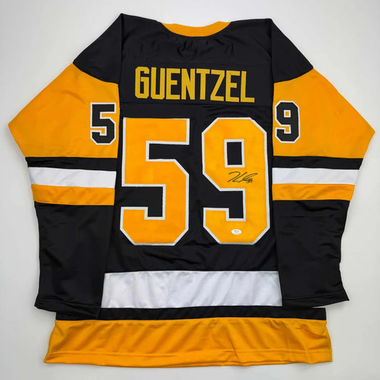 Autographed Jake Guentzel Pittsburgh Black Hockey Jersey PSA/COA | Hall of Fame Sports Memorabilia | vintageantiquesgifts.com