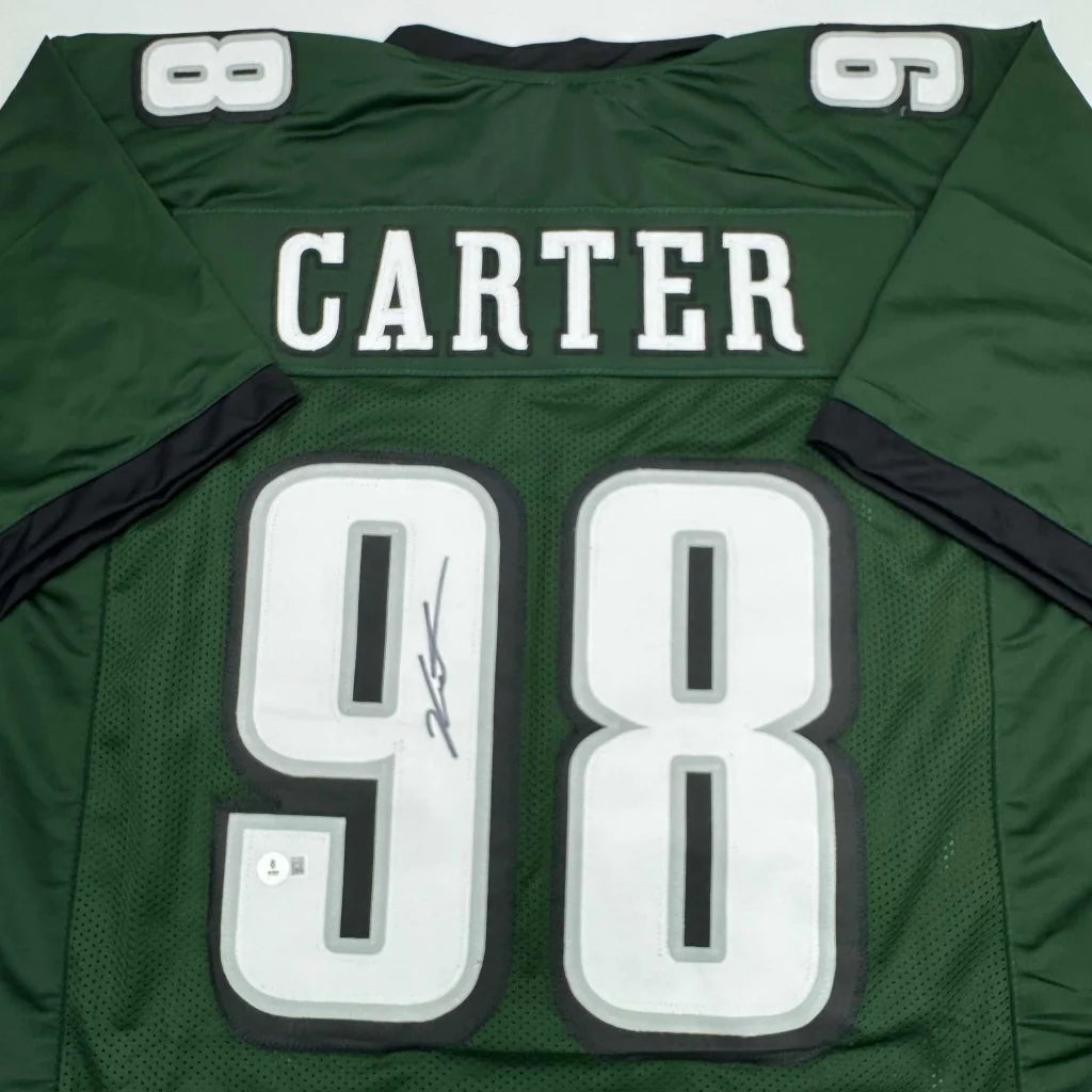 Autographed green custom jersey with CARTER 98 for professional sports fans