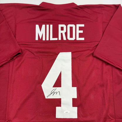 Autographed Red Custom Jersey MILROE 4 sports memorabilia from a pro sports team