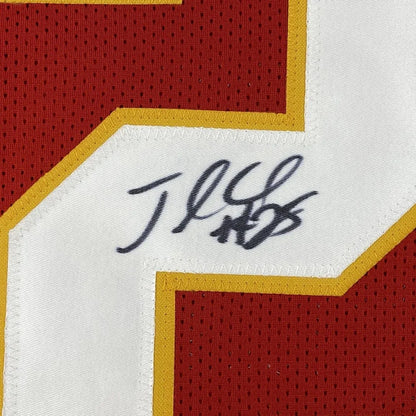 Black ink signature on autographed kansas city red jamaal charles custom football jersey from professional sports league