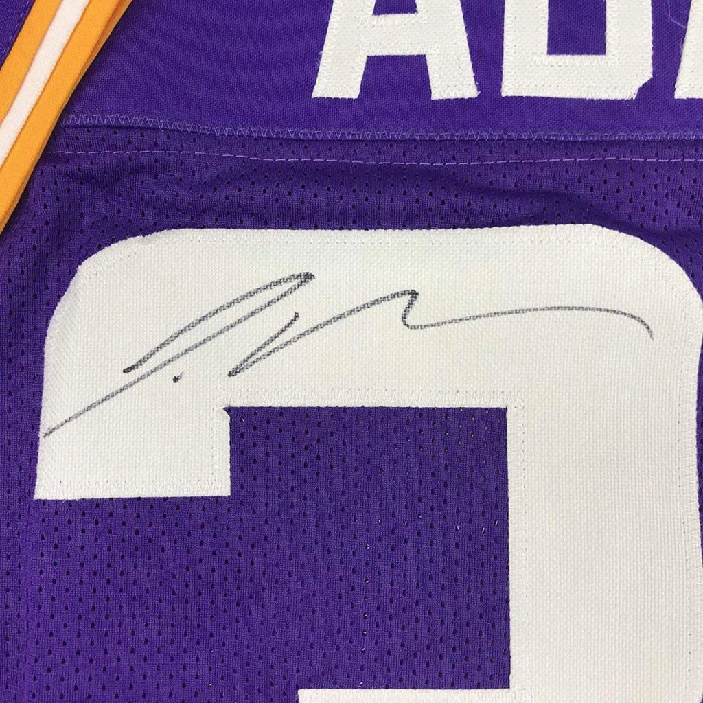 Purple Jamal Adams LSU custom jersey with black marker signature and JSA COA