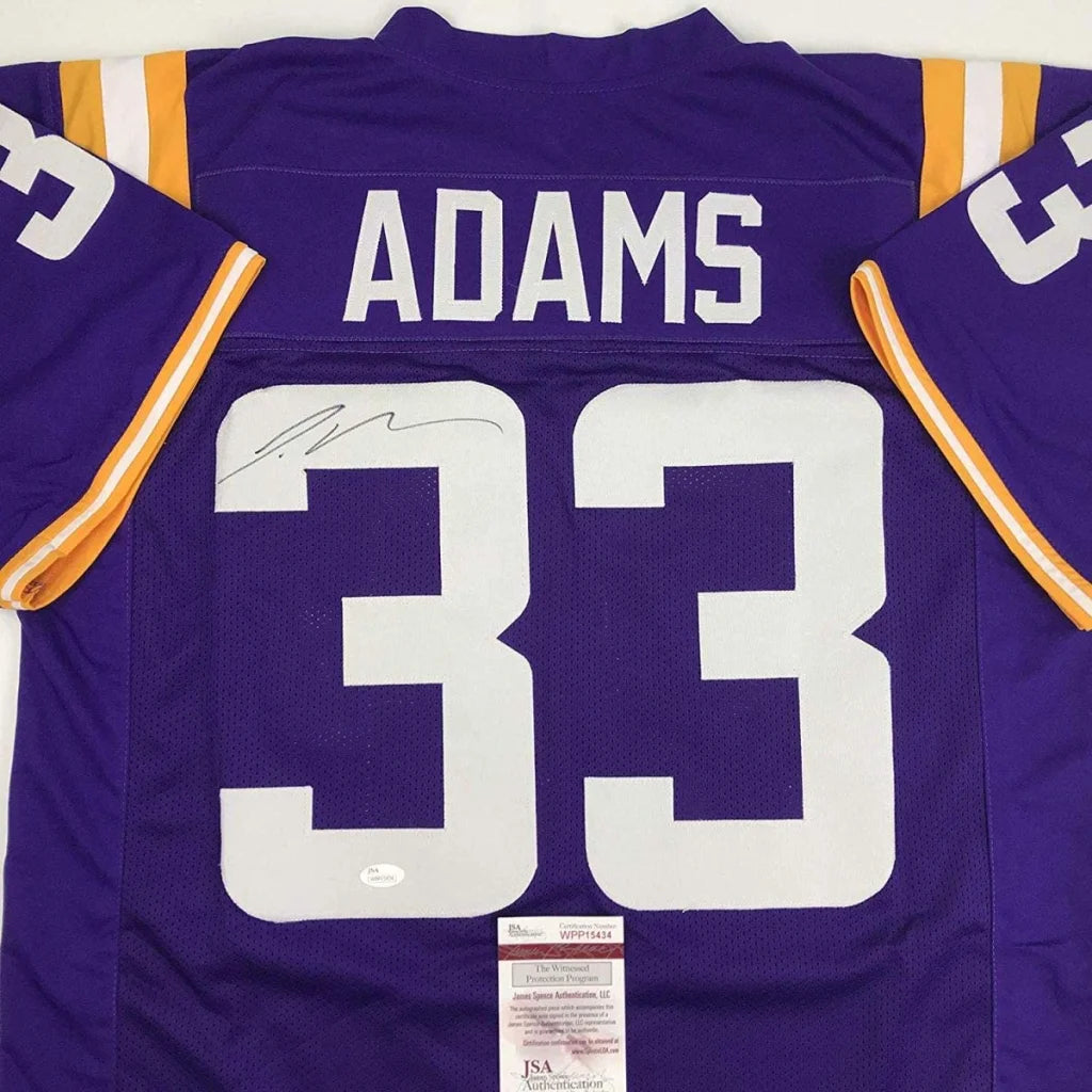 Purple and gold Jamal Adams LSU custom jersey signed with JSA COA for fans