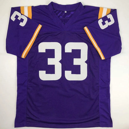 Purple Jamal Adams LSU custom jersey with white 33 number and JSA COA signature