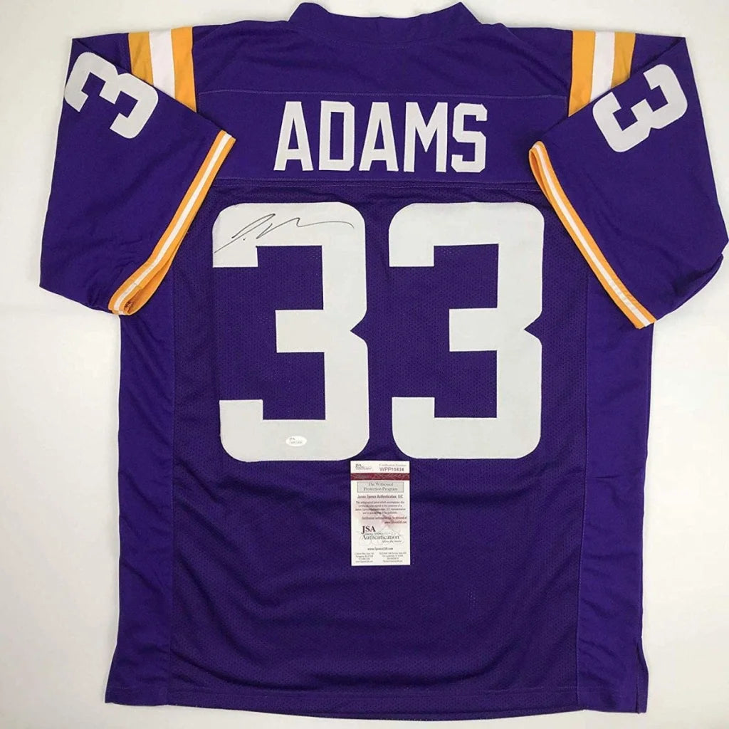 Purple Jamal Adams LSU custom jersey with signature and JSA COA for authentic fan gear