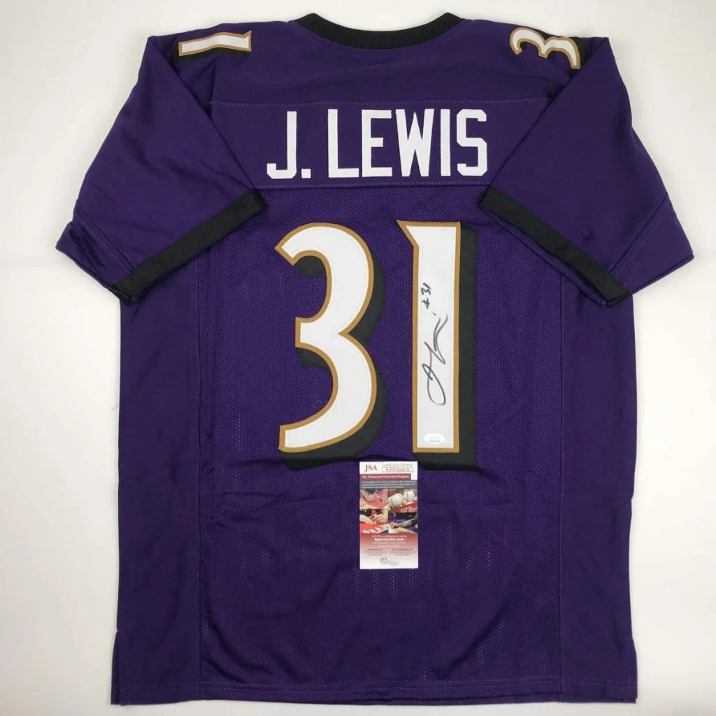 Purple J. Lewis Baltimore custom jersey with autographed 31 number for fans