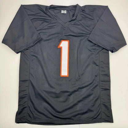 Autographed Ja'Marr Chase Cincinnati Black Football Jersey JSA COA | Authenticated Signed Sports Jersey | vintageantiquesgifts.com