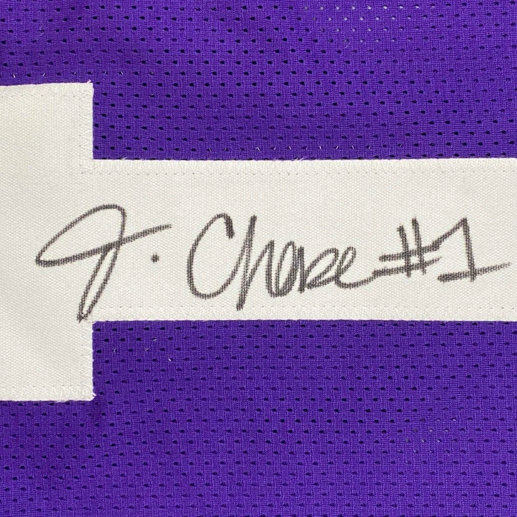 Autographed Ja’Marr Chase LSU purple custom jersey signature label, Beckett BAS COA