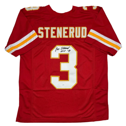 Red custom jersey with Stenerud autograph for professional sports fans in sports league